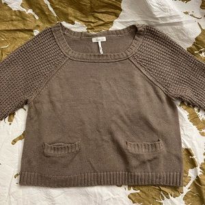 Knit sweater beige half sleeve